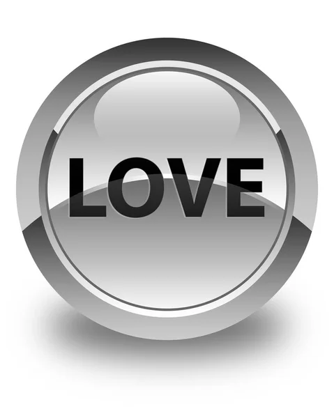 Bouton rond blanc brillant Love — Photo