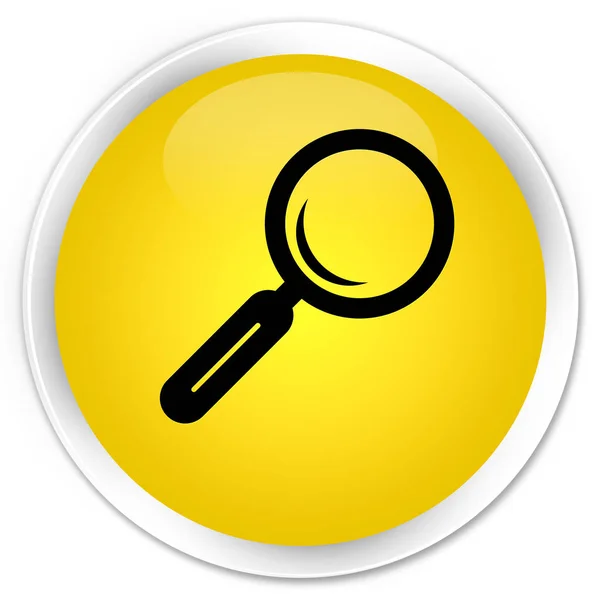 Premium ikony szkła powiększającego żółty okrągły przycisk — Zdjęcie stockowe