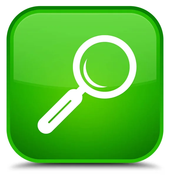 Magnifying glass icon special green square button — Stock Photo, Image