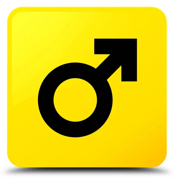 Signo masculino icono amarillo botón cuadrado — Foto de Stock