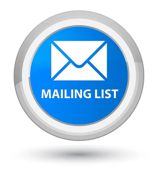 Mailingliste prime cyan blue round button — Stockfoto