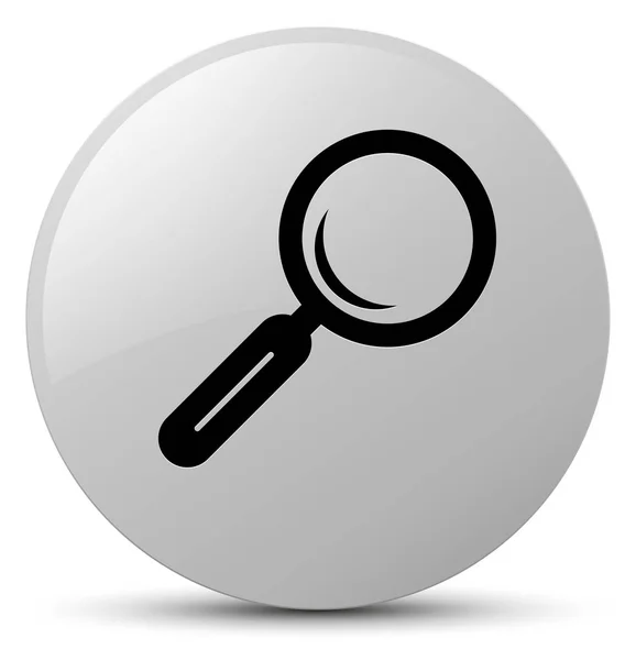 Magnifying glass icon white round button — Stock Photo, Image