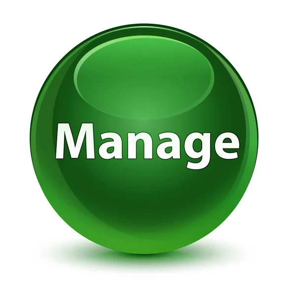 Manage glassy soft green round button — Stock Photo, Image