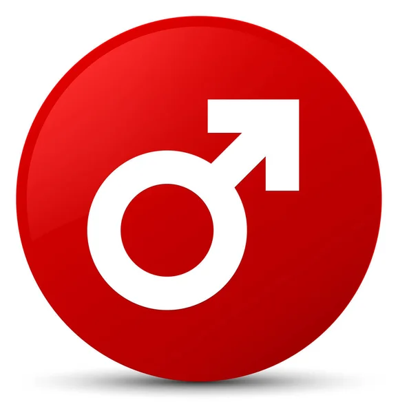 Erkek işareti simgesi kırmızı yuvarlak düğmesi — Stok fotoğraf