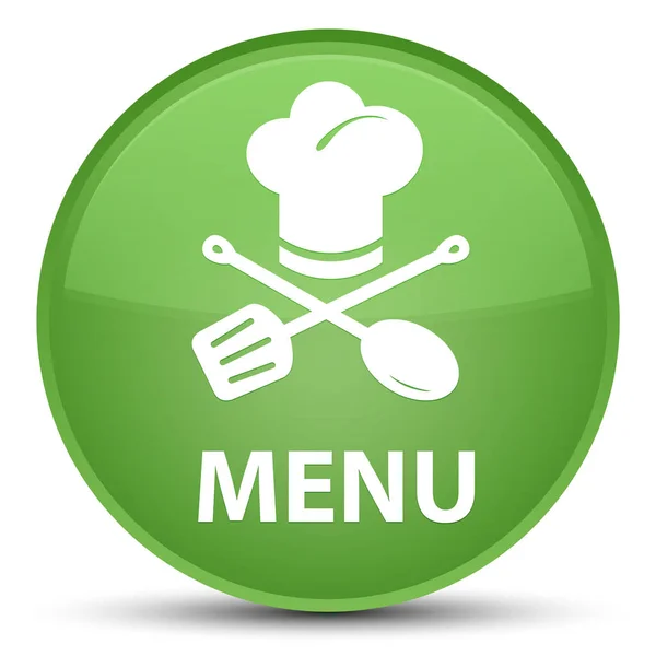 Menu (icona del ristorante) speciale pulsante rotondo verde morbido — Foto Stock