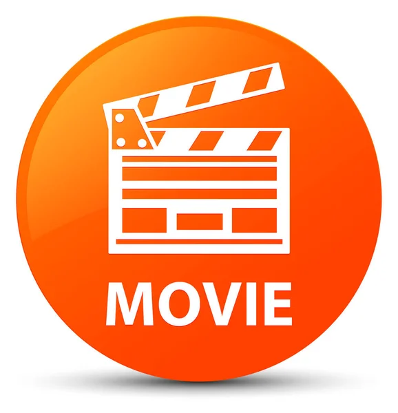 Filme (ícone clipe de cinema) botão redondo laranja — Fotografia de Stock