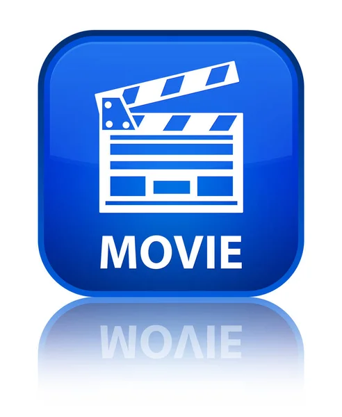 Specjalny niebieski przycisk kwadratowy filmu (ikona spinacza do kina) — Zdjęcie stockowe