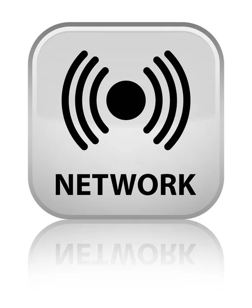 Rede (ícone de sinal) botão quadrado branco especial — Fotografia de Stock