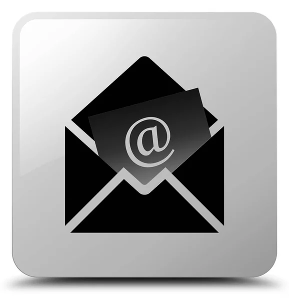 Ενημερωτικό δελτίο ηλεκτρονικού ταχυδρομείου κουμπί τετράγωνο εικονίδιο λευκό — Φωτογραφία Αρχείου