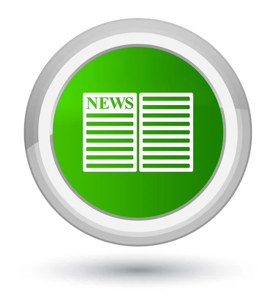 Newspaper icon prime green round button — Stock Photo, Image