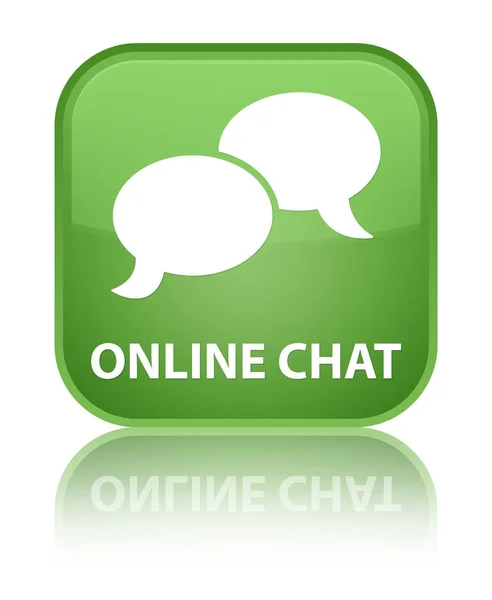 Online chat special soft green square button — Stock Photo, Image