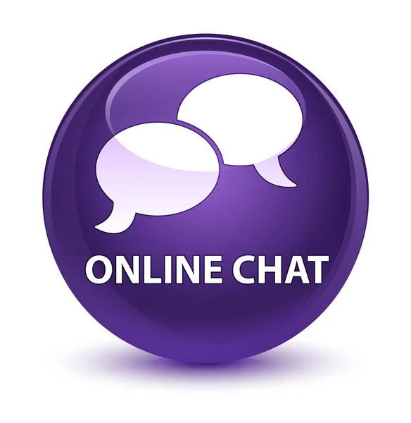 Online chat-sessie glazig paarse ronde knop — Stockfoto