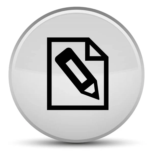 Tužka v stránky ikonu zvláštní bílé kulaté tlačítko — Stock fotografie