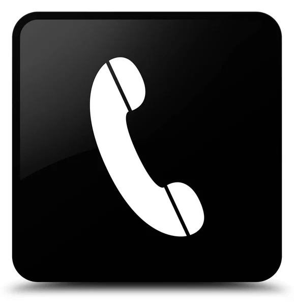 Ícone do telefone botão quadrado preto — Fotografia de Stock