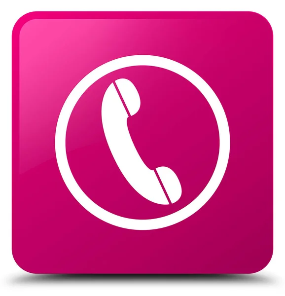 Telefon ikon rózsaszín négyzet gomb — Stock Fotó