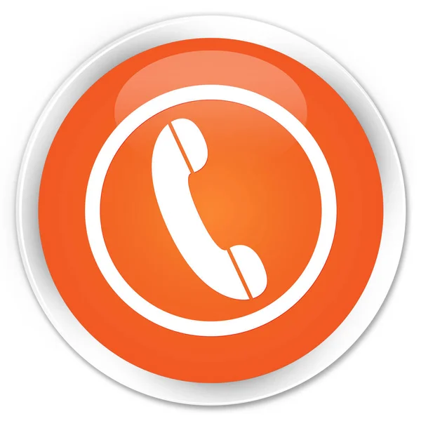 Premium telefon ikonu oranžové kulaté tlačítko — Stock fotografie