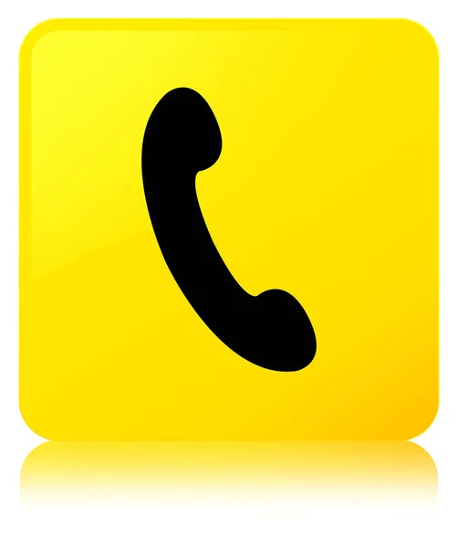 Ícone do telefone botão quadrado amarelo — Fotografia de Stock