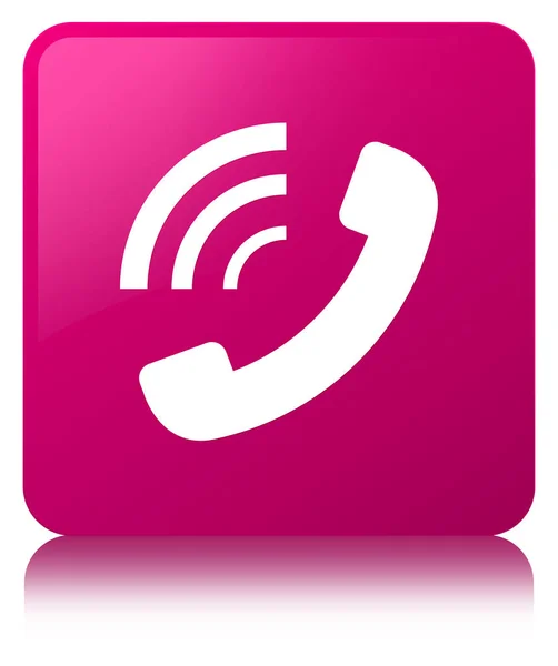 Telefone toque ícone rosa botão quadrado — Fotografia de Stock
