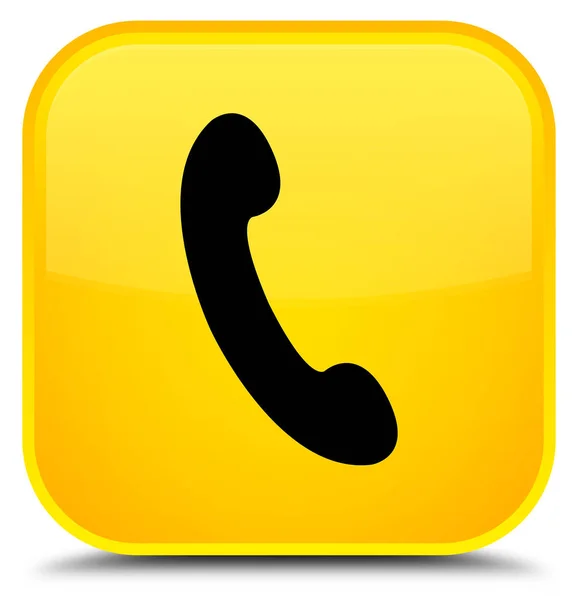 फोन चिन्ह विशेष पिवळा चौरस बटण — स्टॉक फोटो, इमेज