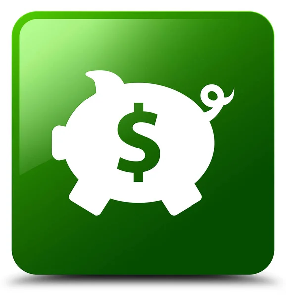 Piggy bank dollarteken pictogram groen vierkante knop — Stockfoto