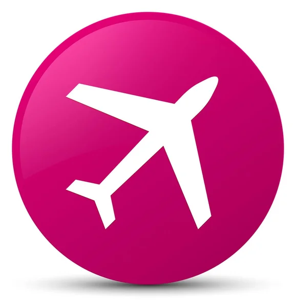 Plane icon pink round button — Stock Photo, Image