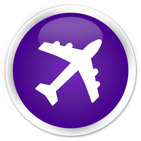 Plane icon premium purple round button — Stock Photo, Image