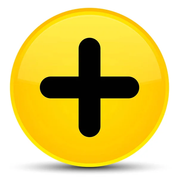Συν εικονίδιο ειδικό κίτρινο στρογγυλό κουμπί — Φωτογραφία Αρχείου