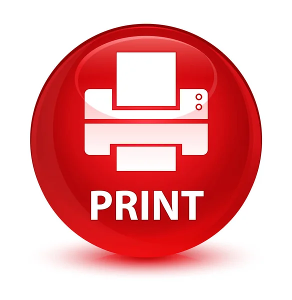 Imprimir (ícone da impressora) botão redondo vermelho vítreo — Fotografia de Stock