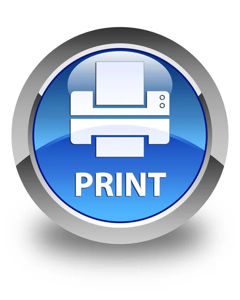 Imprimir (ícone da impressora) botão redondo azul brilhante — Fotografia de Stock