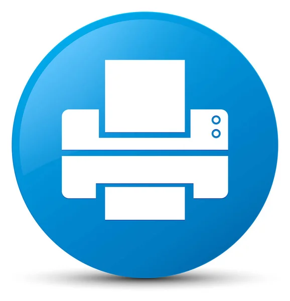 Icona della stampante blu ciano pulsante rotondo — Foto Stock