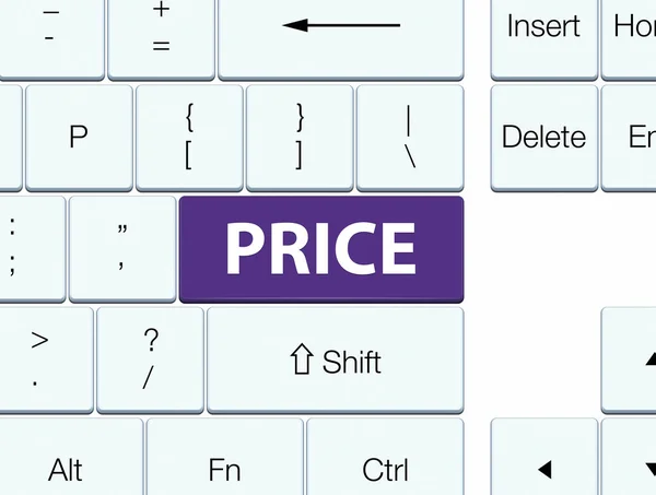 Przycisk klawiatury fioletowy cena — Zdjęcie stockowe