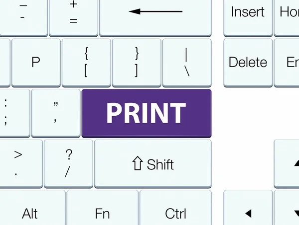 Imprimir botão teclado roxo — Fotografia de Stock