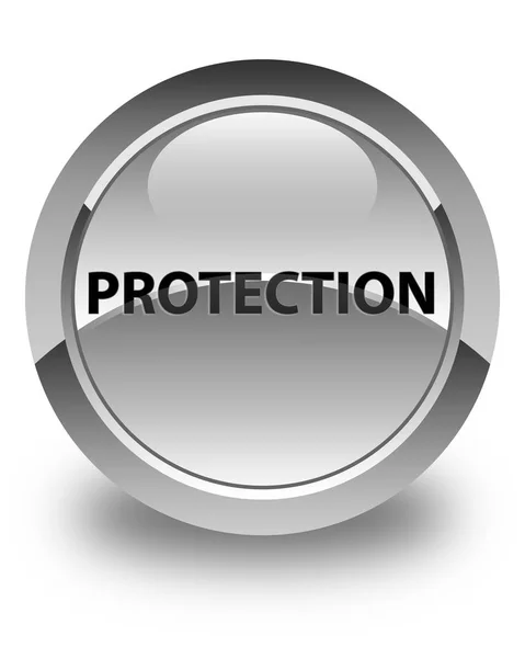 Ochrona błyszczący biały okrągły przycisk — Zdjęcie stockowe