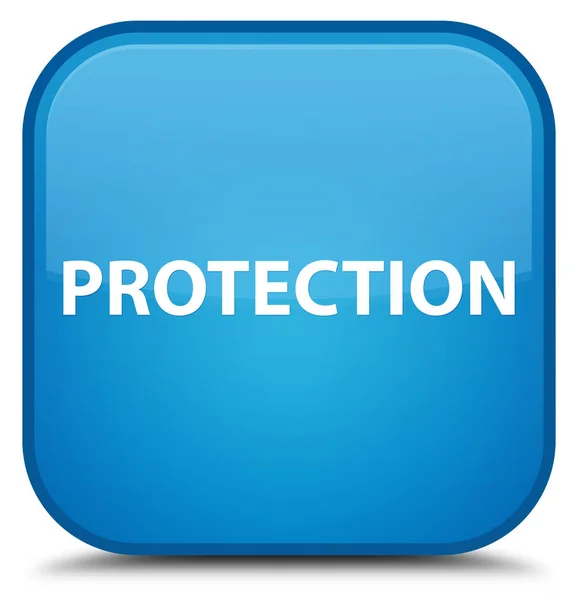 Bescherming bijzondere cyaan blauw vierkante knop — Stockfoto