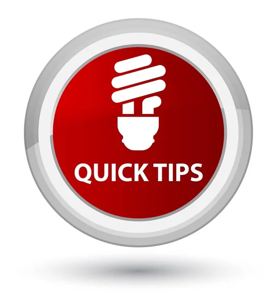 Quick tips (bulb icon) prime red round button — Stock Photo, Image