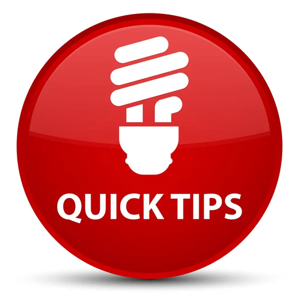 Quick tips (bulb icon) special red round button — Stock Photo, Image