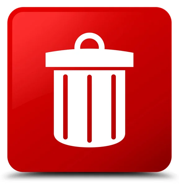 Papelera de reciclaje icono rojo botón cuadrado — Foto de Stock
