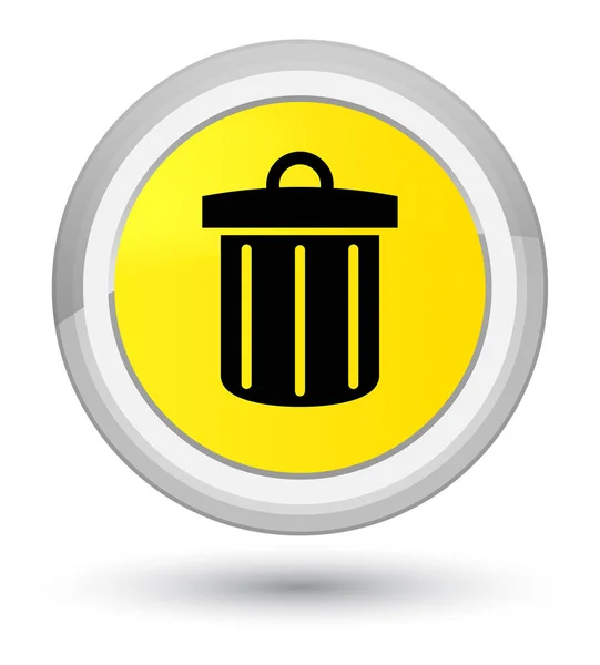 Reciclar icono de la papelera botón redondo amarillo primo —  Fotos de Stock