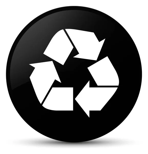 Recycler icône bouton rond noir — Photo