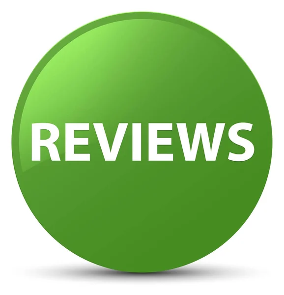 Reviews soft green round button — Stock Photo, Image