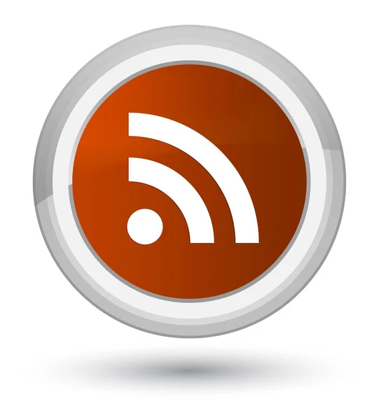 Icono RSS primer botón redondo marrón — Foto de Stock