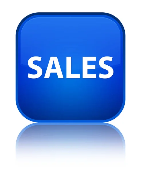 Prodej speciální modré čtvercové tlačítko — Stock fotografie