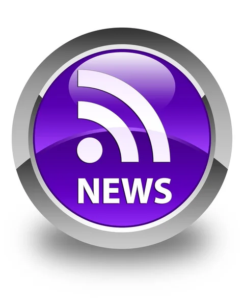 News (RSS icon) glossy purple round button — Stock Photo, Image