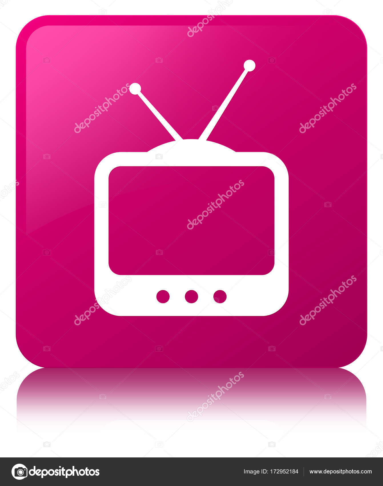 TV icon pink square button — Stock Photo © FR_Design #172952184
