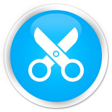 Makas kutsal kişilerin resmi sigorta primi camgöbeği mavi yuvarlak düğme