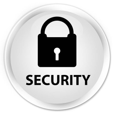 Güvenlik (asma kilit simgesi) premium beyaz yuvarlak düğmesi