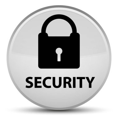 Güvenlik (asma kilit simgesi) özel beyaz yuvarlak düğmesi