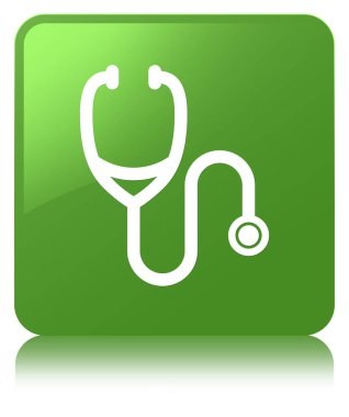 Stetoskop kutsal kişilerin resmi yumuşak yeşil kare düğme