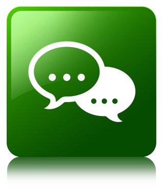 Konuşma balonu simgesi yeşil kare düğme