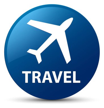 Seyahat (uçak simgesi) mavi yuvarlak düğmesi